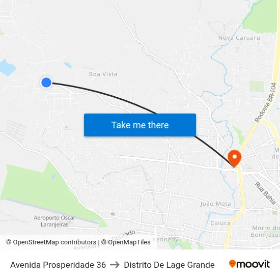 Avenida Prosperidade 36 to Distrito De Lage Grande map