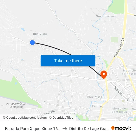 Estrada Para Xique Xique 1641 A to Distrito De Lage Grande map