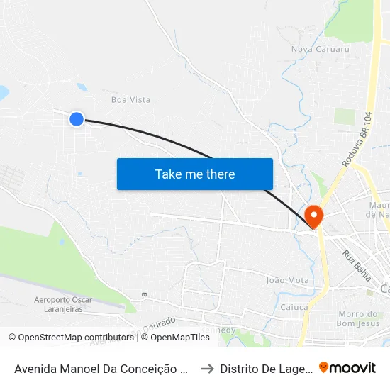 Avenida Manoel Da Conceição Gonçalves 444 to Distrito De Lage Grande map