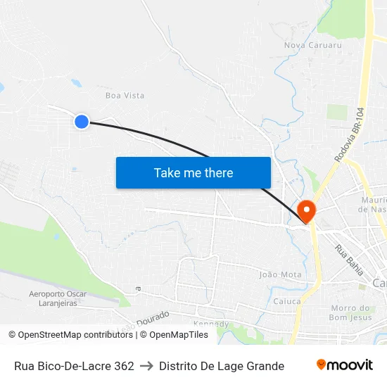 Rua Bico-De-Lacre 362 to Distrito De Lage Grande map