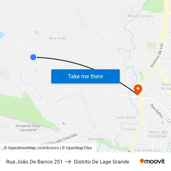 Rua João De Barros 251 to Distrito De Lage Grande map