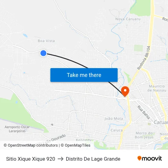 Sitio Xique Xique 920 to Distrito De Lage Grande map