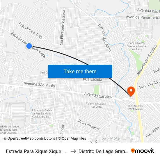 Estrada Para Xique Xique 443 to Distrito De Lage Grande map