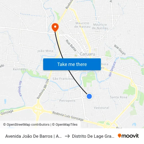 Avenida João De Barros | Assaí to Distrito De Lage Grande map