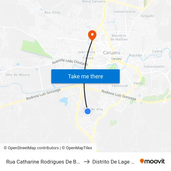 Rua Catharine Rodrigues De Barros 313 to Distrito De Lage Grande map