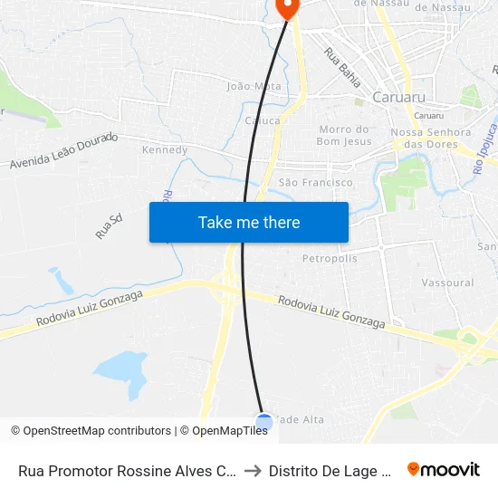 Rua Promotor Rossine Alves Couto 243 to Distrito De Lage Grande map