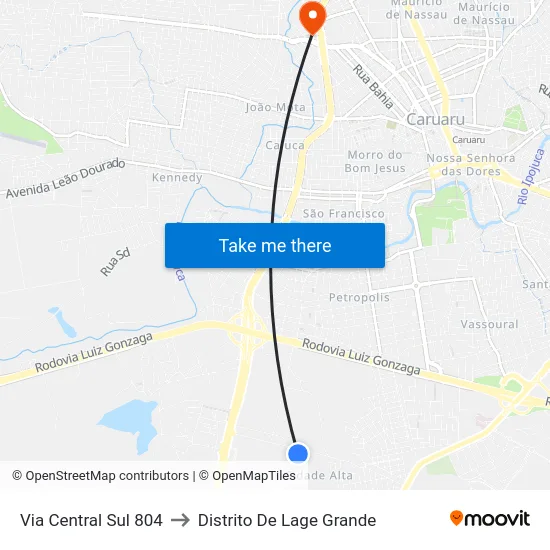 Via Central Sul 804 to Distrito De Lage Grande map