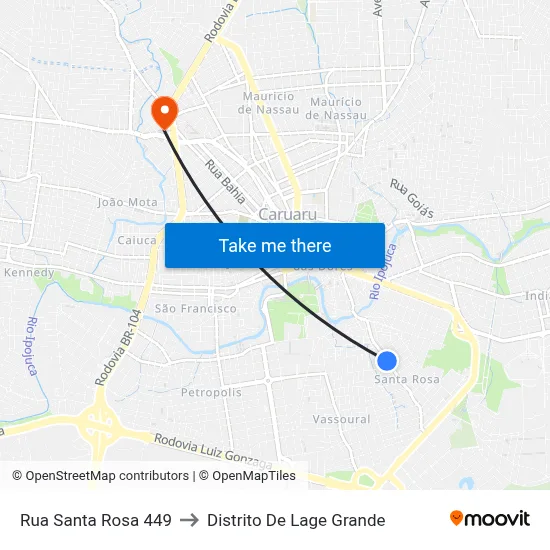 Rua Santa Rosa 449 to Distrito De Lage Grande map
