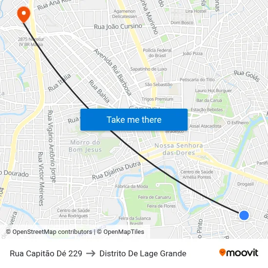 Rua Capitão Dé 229 to Distrito De Lage Grande map