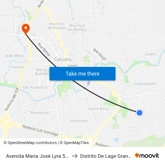 Avenida Maria José Lyra 583 to Distrito De Lage Grande map