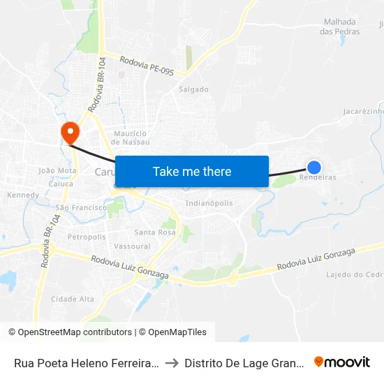 Rua Poeta Heleno Ferreira 6 to Distrito De Lage Grande map
