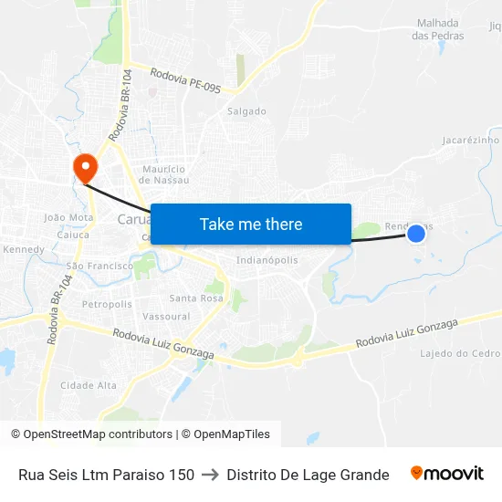 Rua Seis Ltm Paraiso 150 to Distrito De Lage Grande map