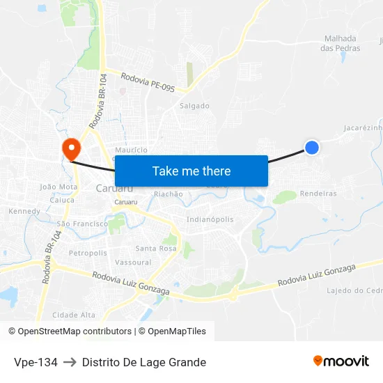 Vpe-134 to Distrito De Lage Grande map