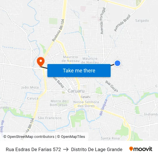 Rua Esdras De Farias 572 to Distrito De Lage Grande map