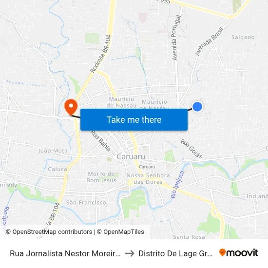 Rua Jornalista Nestor Moreira 679 to Distrito De Lage Grande map