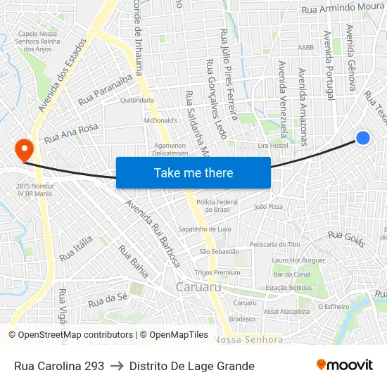 Rua Carolina 293 to Distrito De Lage Grande map