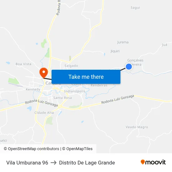 Vila Umburana 96 to Distrito De Lage Grande map