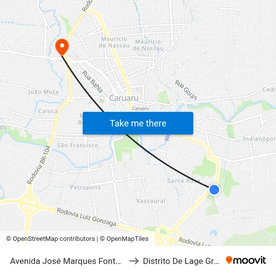 Avenida José Marques Fontes 489 to Distrito De Lage Grande map