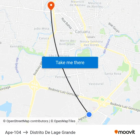 Ape-104 to Distrito De Lage Grande map