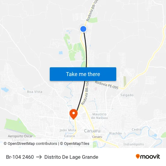 Br-104 2460 to Distrito De Lage Grande map