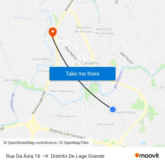 Rua Da Ásia 16 to Distrito De Lage Grande map