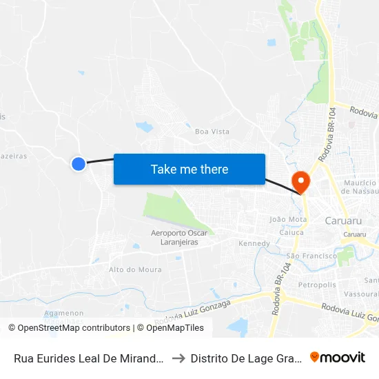 Rua Eurides Leal De Miranda 12 to Distrito De Lage Grande map