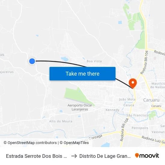 Estrada Serrote Dos Bois 18 to Distrito De Lage Grande map