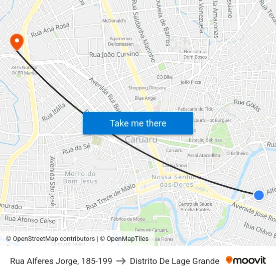 Rua Alferes Jorge, 185-199 to Distrito De Lage Grande map
