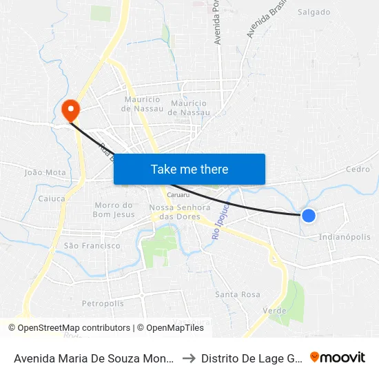 Avenida Maria De Souza Monteiro, 50 to Distrito De Lage Grande map