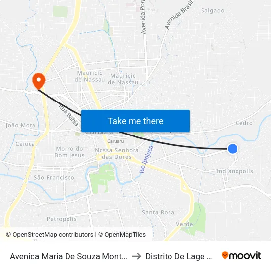 Avenida Maria De Souza Monteiro, 526 to Distrito De Lage Grande map