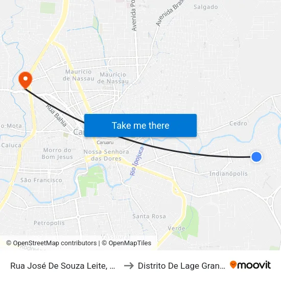 Rua José De Souza Leite, 164 to Distrito De Lage Grande map