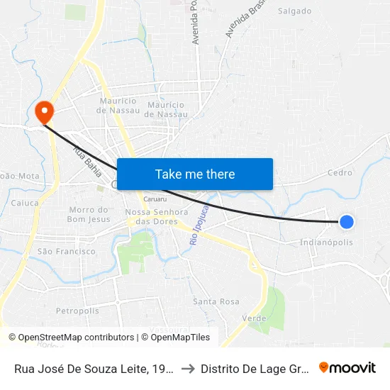 Rua José De Souza Leite, 199-247 to Distrito De Lage Grande map