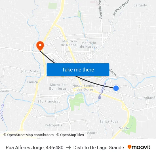 Rua Alferes Jorge, 436-480 to Distrito De Lage Grande map