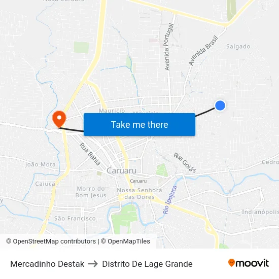 Mercadinho Destak to Distrito De Lage Grande map
