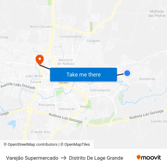 Varejão Supermercado to Distrito De Lage Grande map
