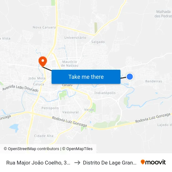 Rua Major João Coelho, 375 to Distrito De Lage Grande map