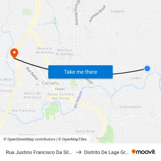 Rua Justino Francisco Da Silva, 878 to Distrito De Lage Grande map