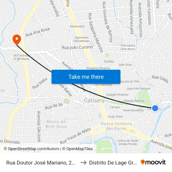 Rua Doutor José Mariano, 286-332 to Distrito De Lage Grande map