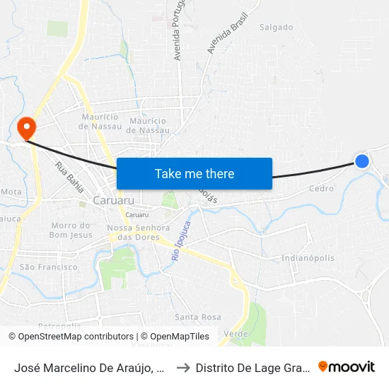 José Marcelino De Araújo, 1150 to Distrito De Lage Grande map