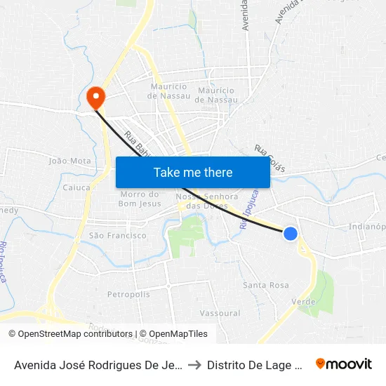 Avenida José Rodrigues De Jesus, 598 to Distrito De Lage Grande map