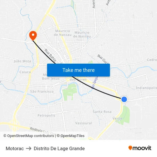 Motorac to Distrito De Lage Grande map