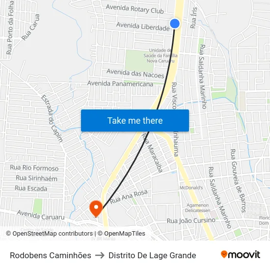 Rodobens Caminhões to Distrito De Lage Grande map
