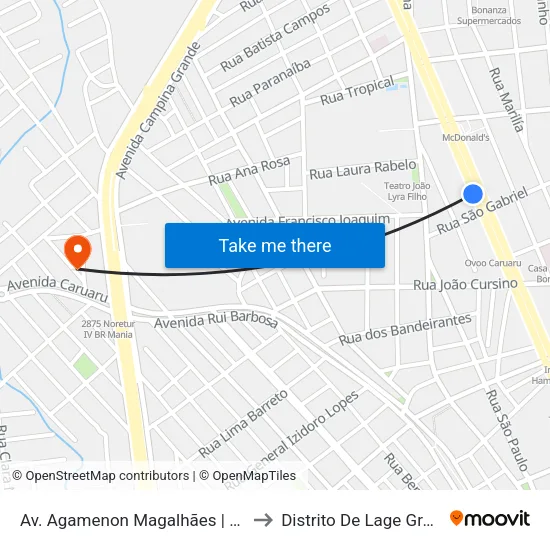 Av. Agamenon Magalhães, S/N - Caruaru to Distrito De Lage Grande map