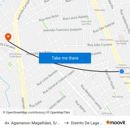 Av. Agamenon Magalhães, S/N - Caruaru to Distrito De Lage Grande map