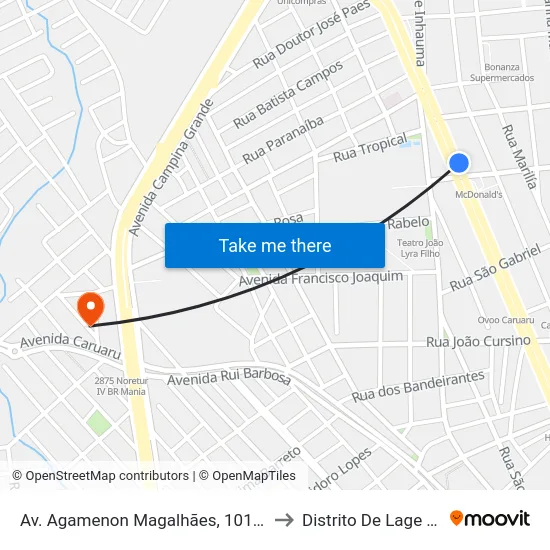 Av. Agamenon Magalhães, 1018 - Caruaru to Distrito De Lage Grande map