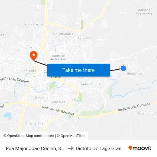 Rua Major João Coelho, 870 to Distrito De Lage Grande map