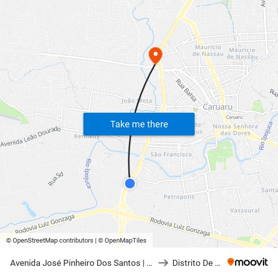 Avenida José Pinheiro Dos Santos | Terminal Rodoviário De Caruaru to Distrito De Lage Grande map