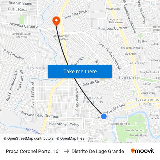 Praça Coronel Porto, 161 to Distrito De Lage Grande map