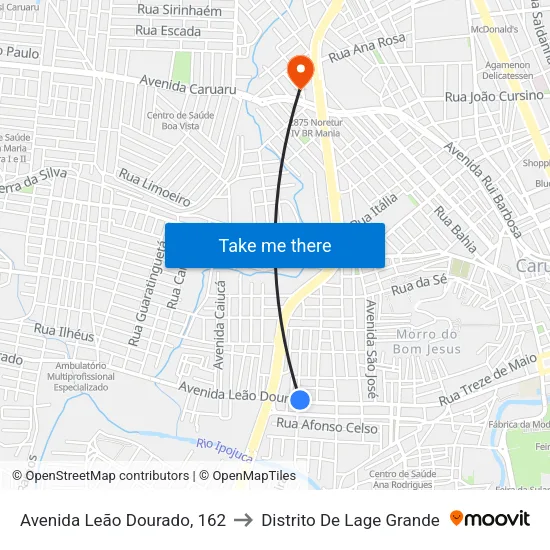 Avenida Vera Cruz, S/N - Caruaru to Distrito De Lage Grande map