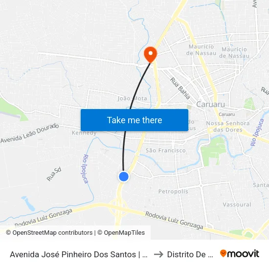 Avenida José Pinheiro Dos Santos | Terminal Rodoviário De Caruaru to Distrito De Lage Grande map